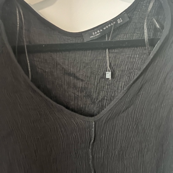 Zara Black V Neck Blouse Size M NWOT - Picture 5 of 11